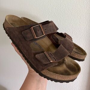 Birkenstock Arizona Soft Footbed -
Two Strap Nubuck Sandals  SIZE 45